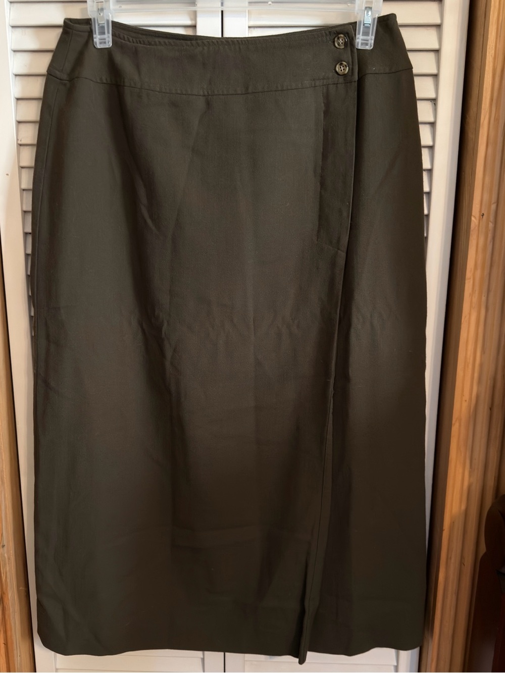 Jones New York Olive 100% New Pure Wool Maxi Wrap Skirt